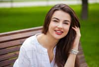 Close up portrait of beautiful young happy