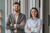Portrait of smiling young Caucasian business man