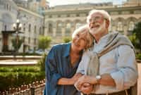 We love to travel together. Happy senior