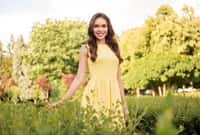 Photo of young attractive woman happy positive