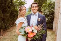 Beautiful wedding couple portrait. Bride and husband