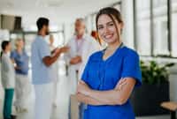 Portrait of young woman nurse at a