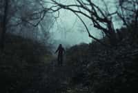 a scary, haunting figure with glowing eyes.