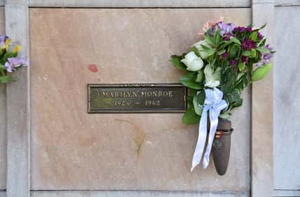 LOS ANGELES, CA/USA - MARCH 15, 2019: Lipstick prints on Marilyn Monore’s Grave at Pierce Brothers Westwood Village Memorial Park, where many celebrities are buried