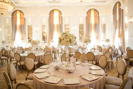 Beautiful wedding decoration in restaurant