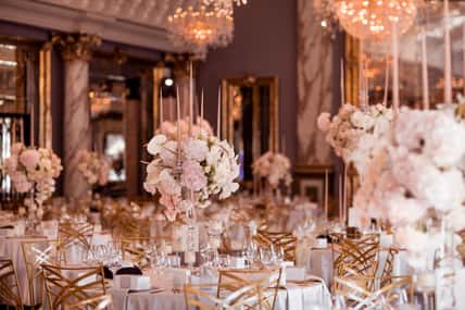 rustic wedding decorations with flowers and candles. banquet decor. picture with soft focus