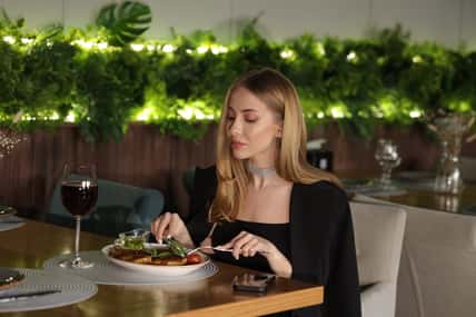 Woman in restaurant