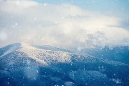 Winter mountain valley landscape. Great Smoky Mountain National Park, Tennessee, USA