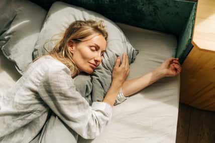 Young caucasian woman is sleeping. The concept
