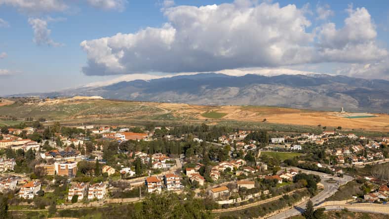 Scenic view of Metula town on a cloudy day, Israel