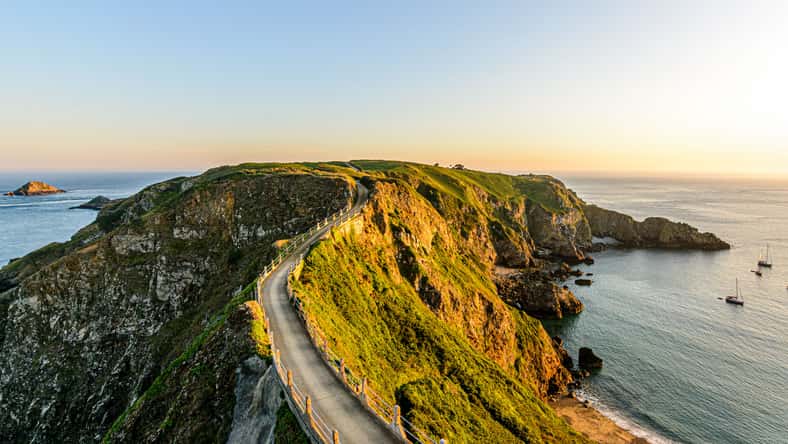 sark summer view coastline with cliffs la coupe