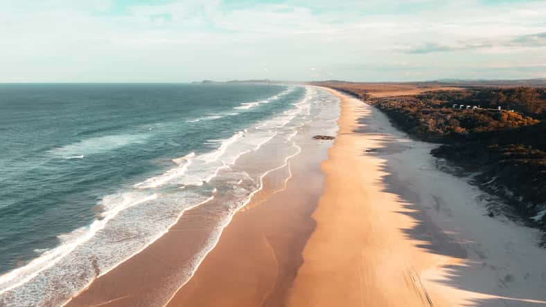 Aerial shot of beach in Australia