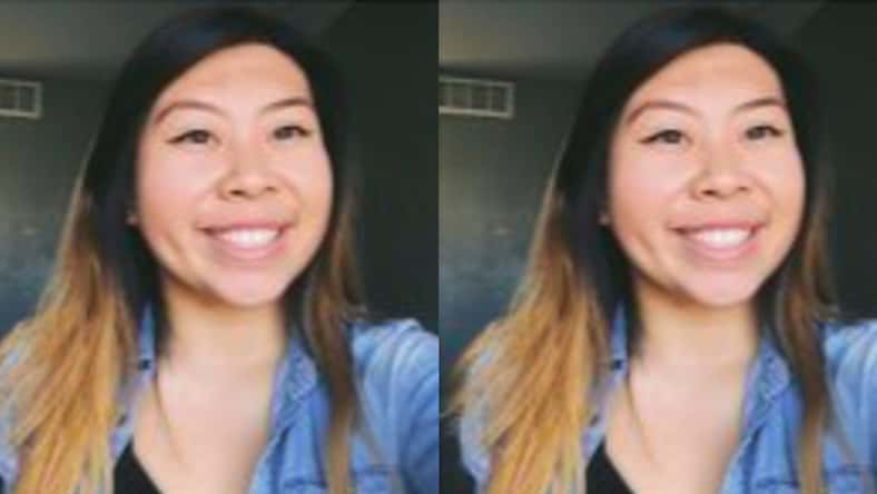 pictured above Maggie smiles