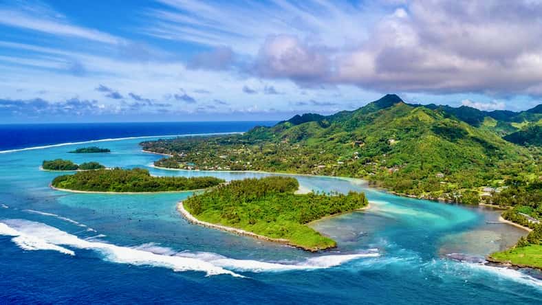 Cook Islands, Rarotonga Muri beach aerial view