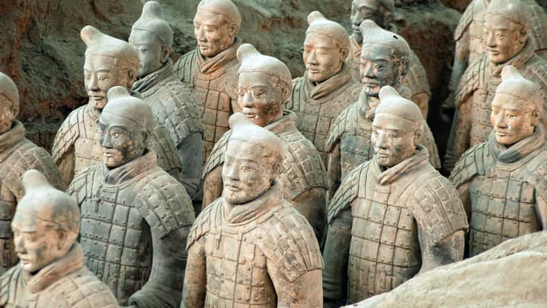 The ancient Terracotta Army of Qin Shi Huang near the city of Xian in Shaaxi province in China