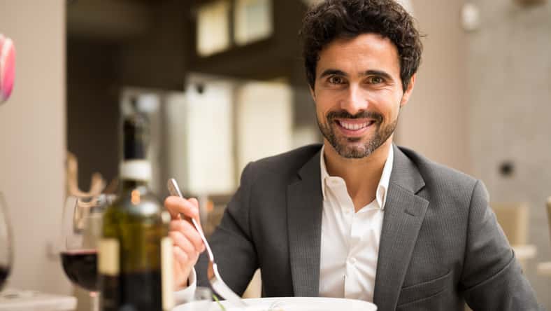 Man having lunch in a restaurant