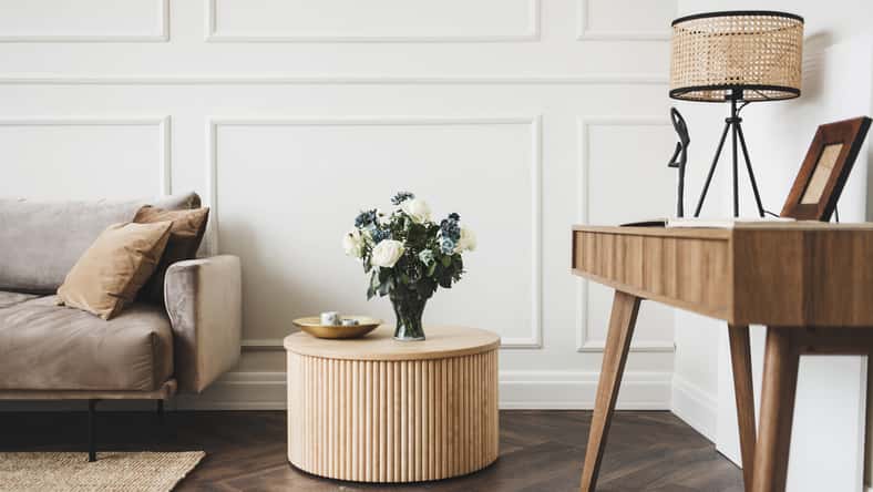 Classic Scandinavian interior of a hotel or apartment. Minimalism