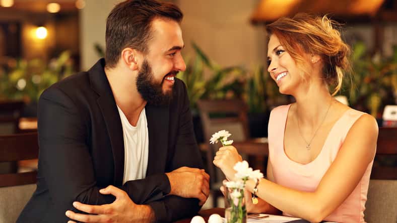 Picture of romantic couple dating in restaurant