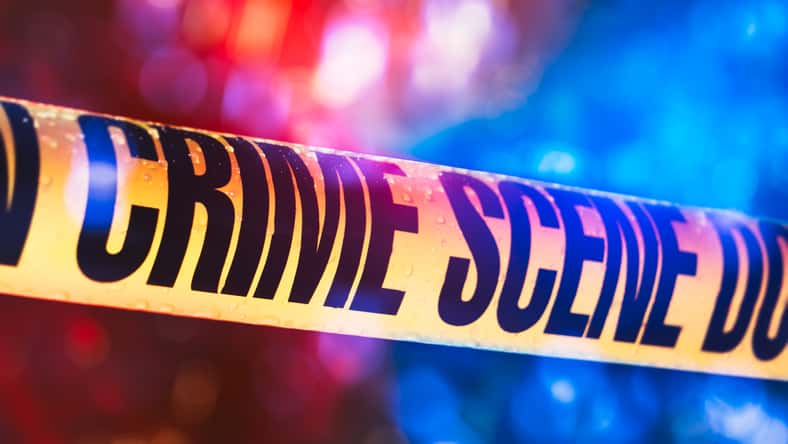 Crime scene on a rainy night with selective focus / high contrast image
