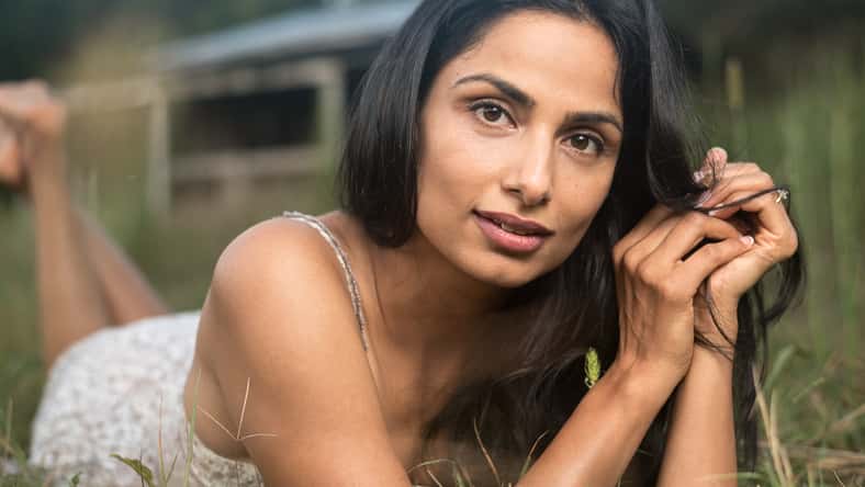 Beautiful Asian Indian woman in sundress