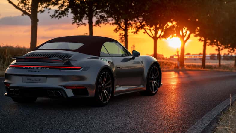 Porsche 911 Turbo S Cabriolet on the road