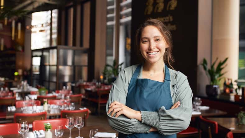 Portrait of female restaurant manager