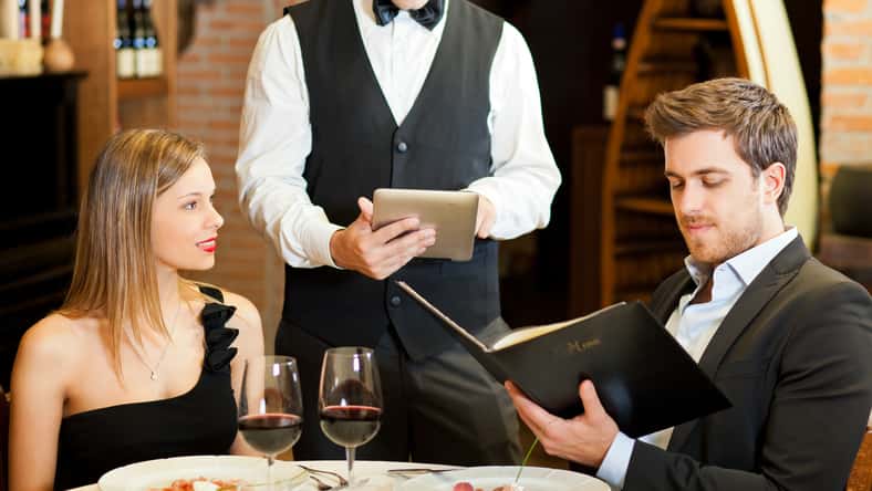 Couple having dinner in a luxury restaurant
