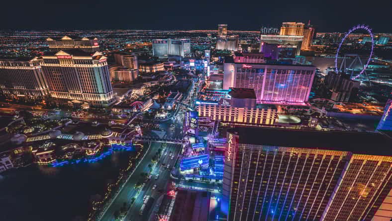 Las Vegas at night Ariel view
