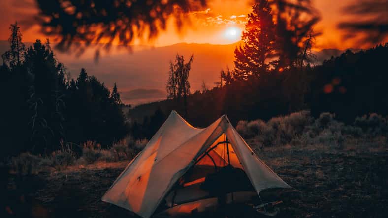 camping in the mountains