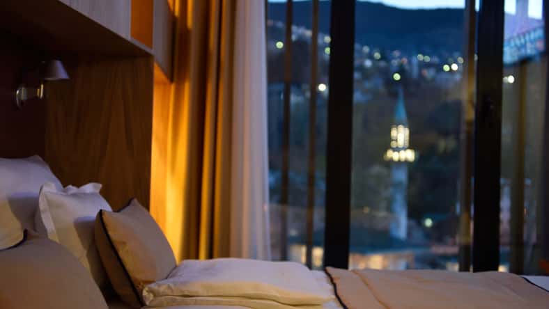 Interior of modern comfortable hotel room