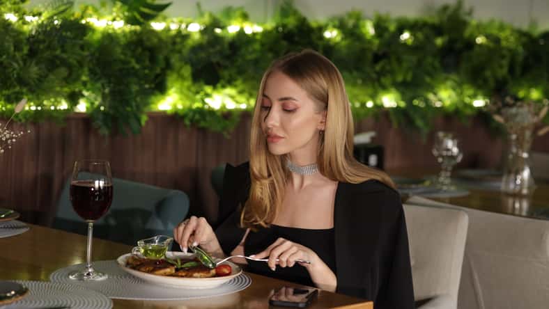 Woman in restaurant
