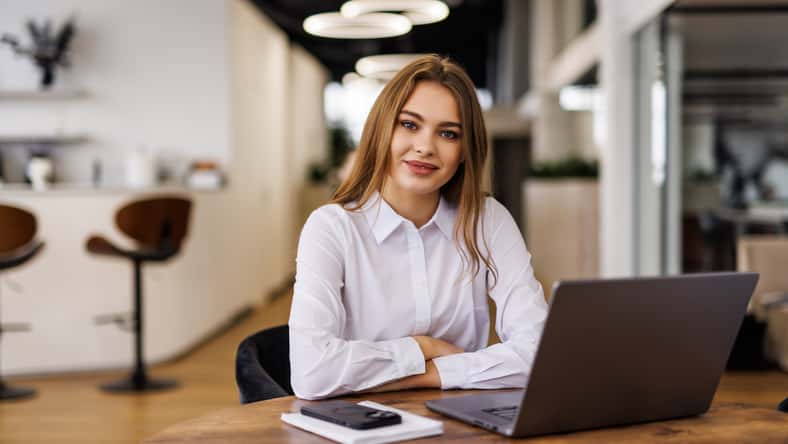 Portrait of businesswoman working in office