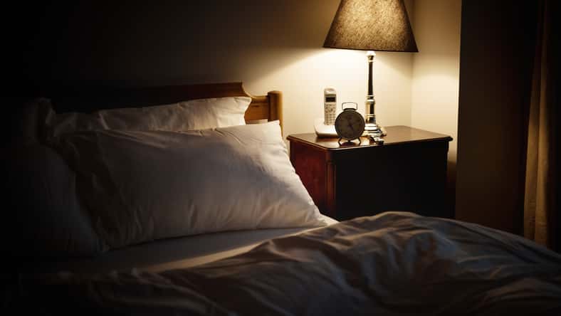 Bedroom with no people at night