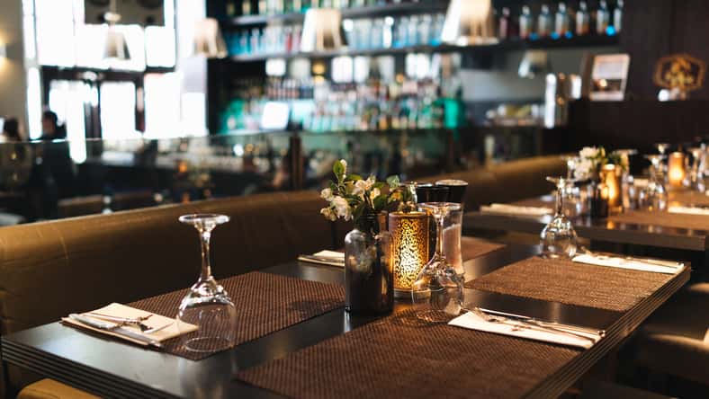 Glasses on the table in a restaurant