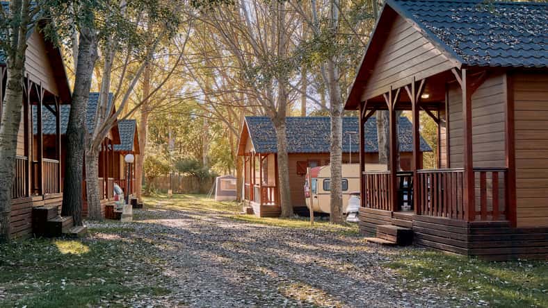 Cabins in a camping area