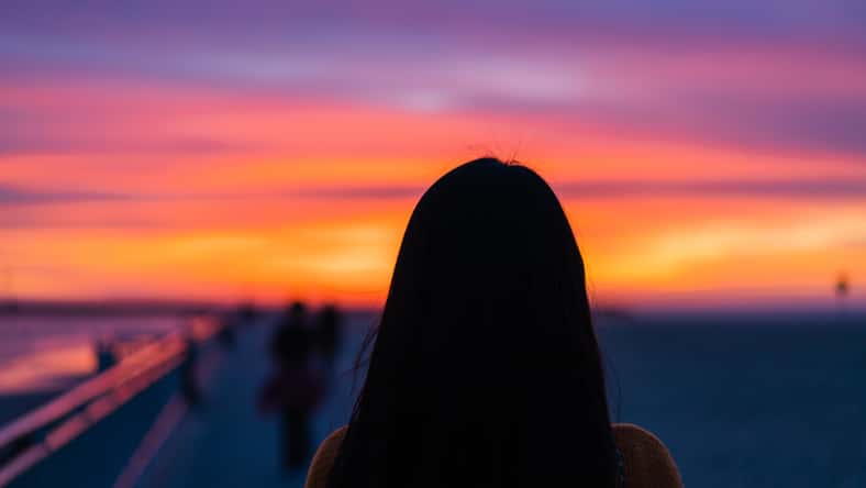 beach walk with beautiful california sunset