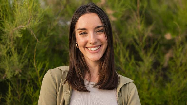 portrait of pretty young happy smiling caucasian woman