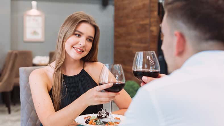 Beautiful couple in a restaurant