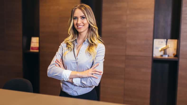 Picture of pretty receptionist at work