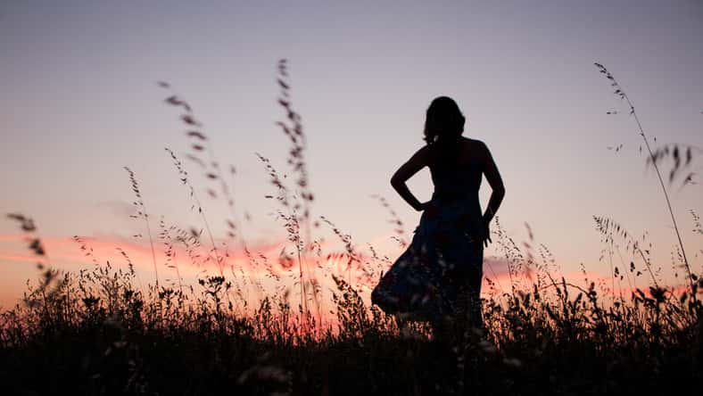 free relaxed woman sunset