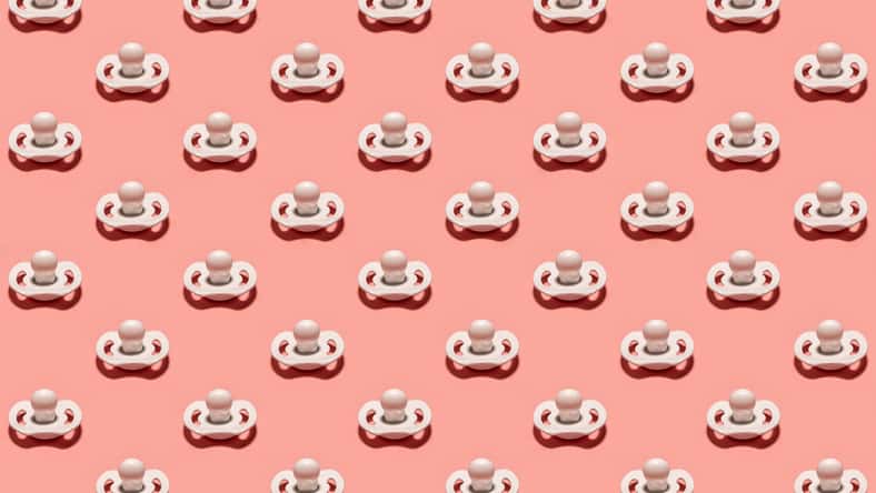 seamless pattern with white baby pacifier
