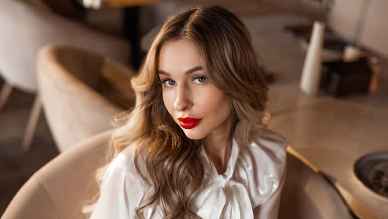face with makeup of cute attractive woman