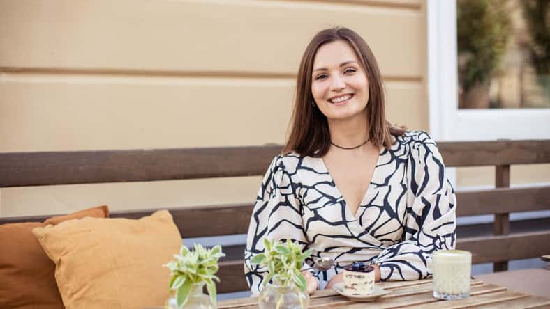 Portrait of attractive young woman in summer