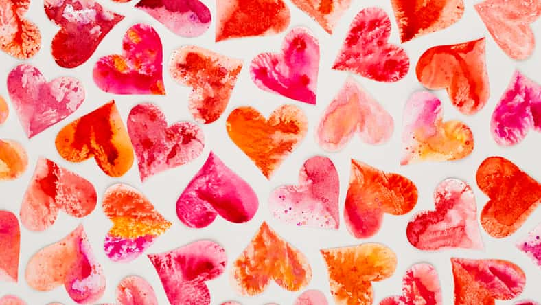 Red heart valentine day abstract background.