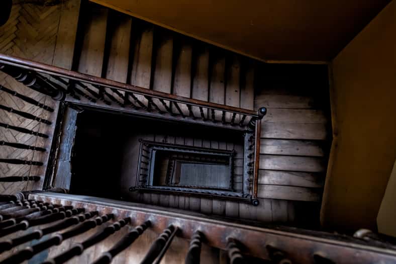 High angle aerial above view down of