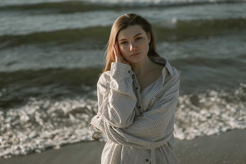 a woman at the beach