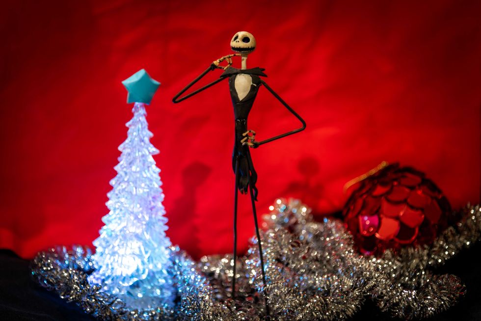 CABA, ARGENTINA, NOVEMBER 28, 2020: Charming Jack Skellington from Night Before Christmas surrounded by festive adornments.