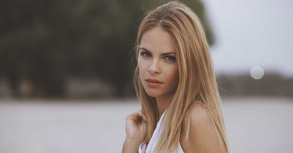 Close up portrait of beautiful young woman