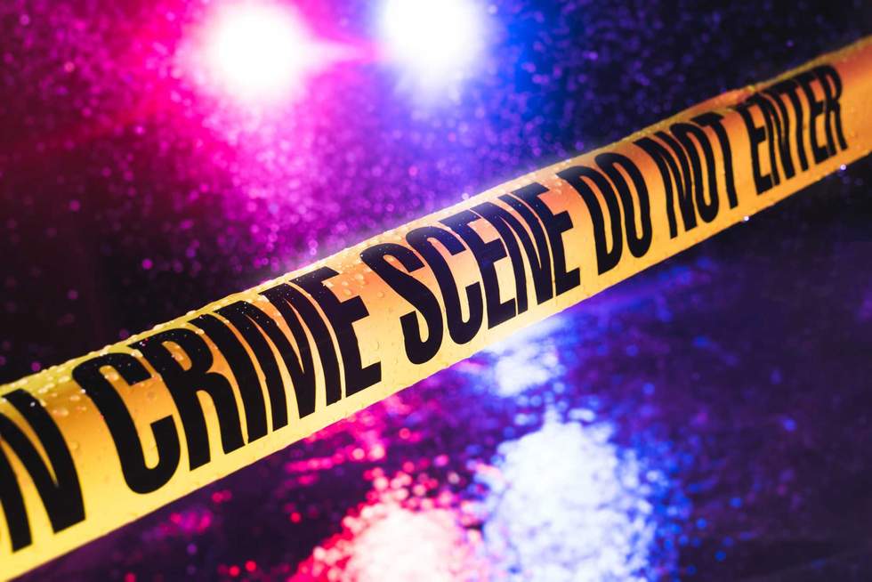 Crime scene on a rainy night with selective focus / high contrast image