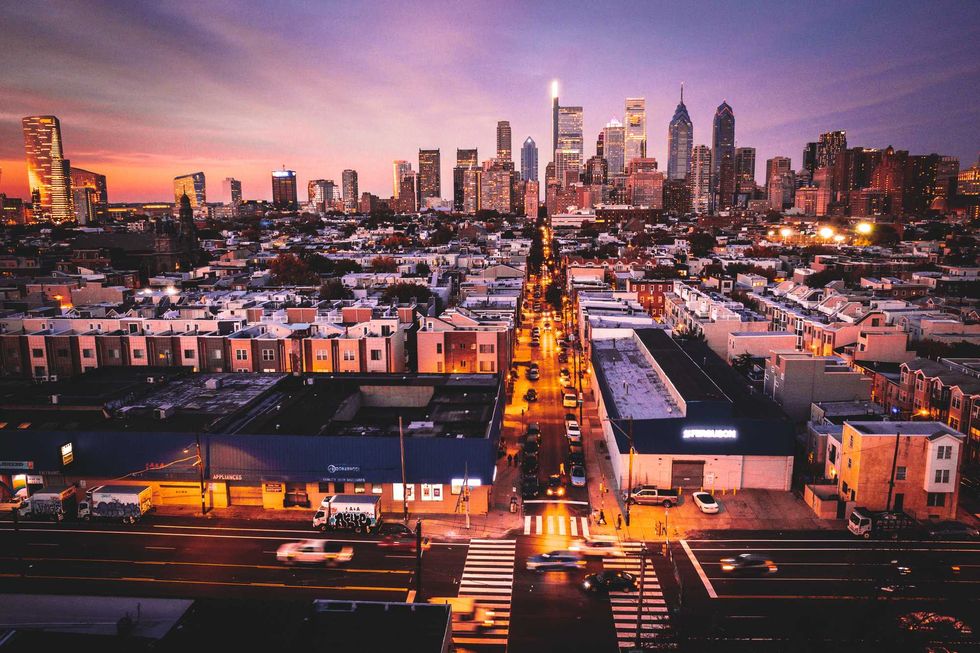 Drone of Epic Philadelphia Sunset